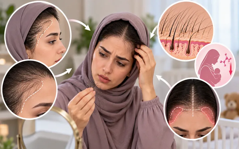 چرا ریزش مو بعد از زایمان در جلوی سر و شقیقه‌ها بیشتر دیده می‌شود؟